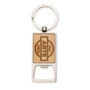 Chaveiro Metal Abridor com Detalhe em Bambu