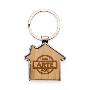 Chaveiro Metal e Bambu Retangular