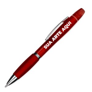 Caneta Plástica com Marca-Texto