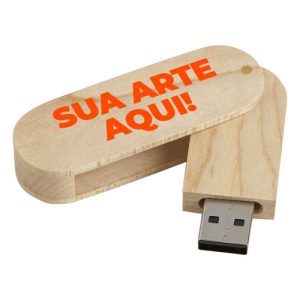 Pen Drive Madeira Giratório 4GB a 8GB