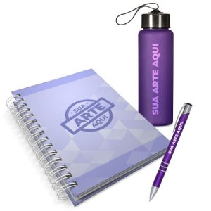 Kit Boas-Vindas Caderno, Squeeze e Caneta