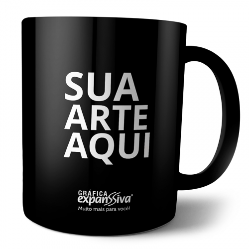 Caneca de Porcelana Preta 300ml