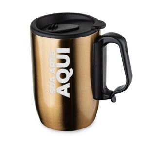Caneca Inox Parede Dupla 350ml com Tampa