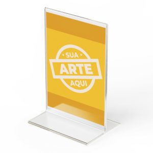 Display de Mesa em Acrílico Reto com Folha Impressa