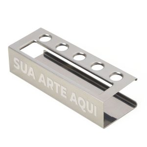 Porta Cartão Inox com Porta Canetas